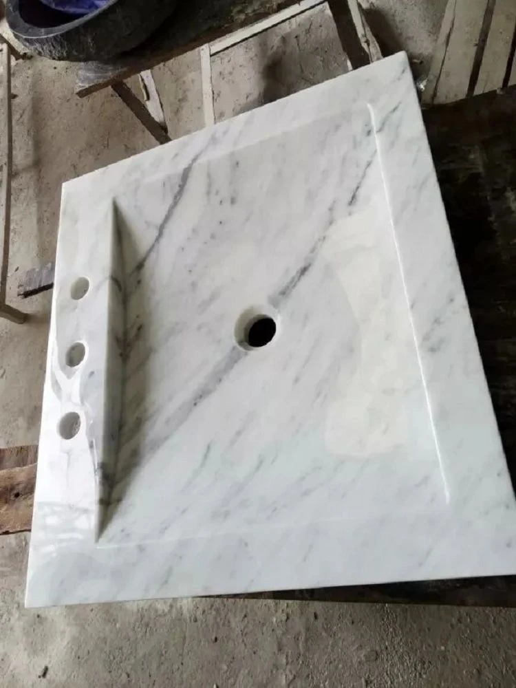Dikdörtgen Carrara Beyaz Mermer Lavabo
